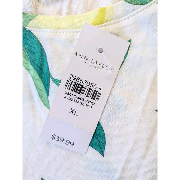 Ann Taylor Women's Shirt XL Citrus Print, Round Neck, NWT - Picture 4 of 7